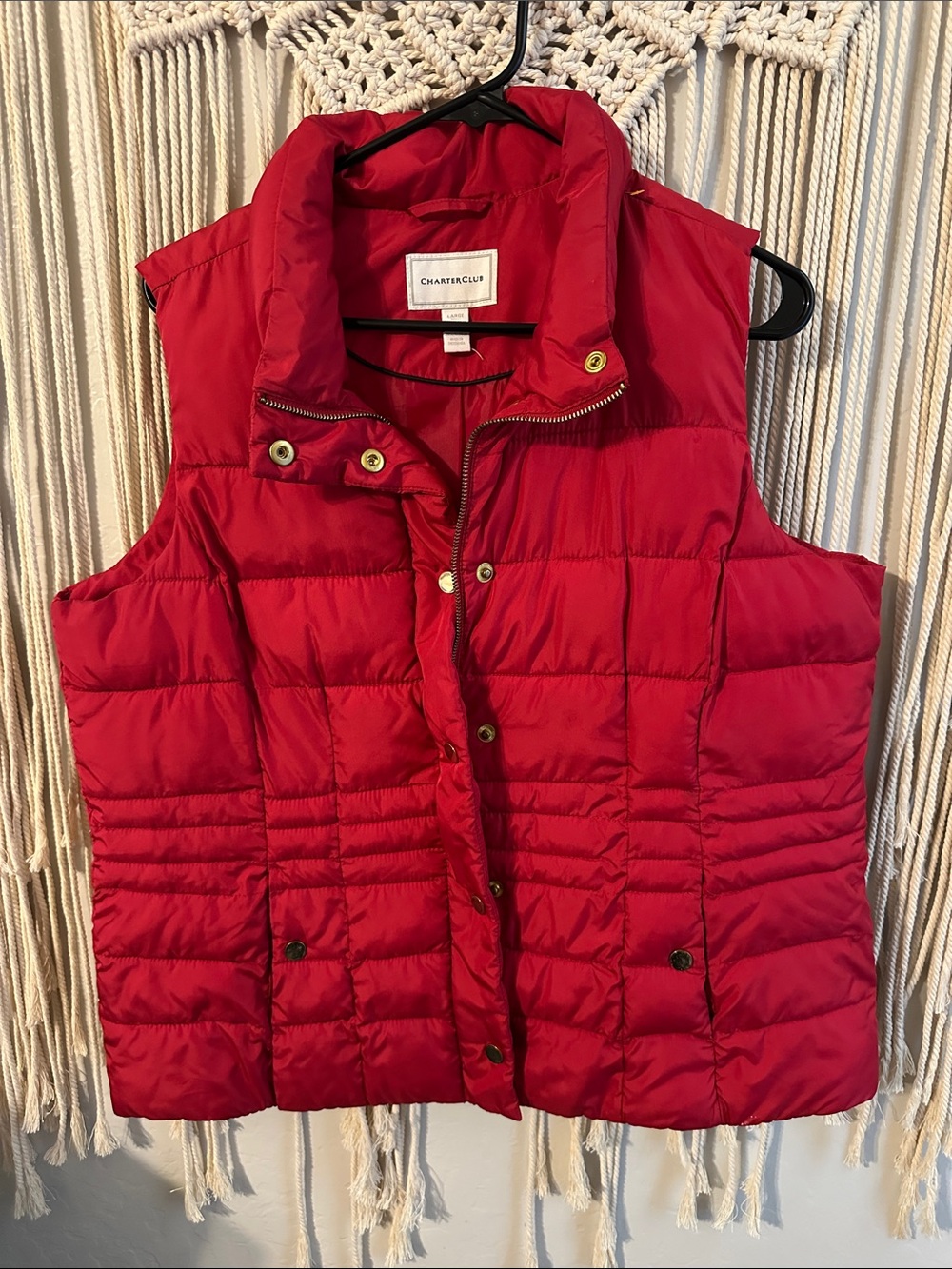 Charter Club Bright Red Quilted Puffer Vest